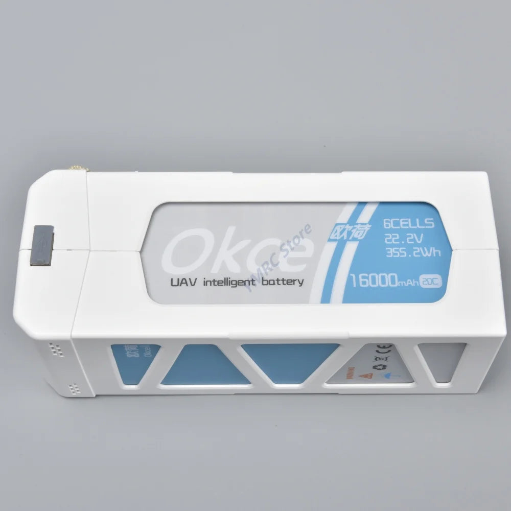 OKCELL 22.2V 6S 16000mAh 20C LiPO Battery, OKCELL battery for agriculture drone features 22.2V, 6S, and 16000mAh capacity with 20C discharge rate.