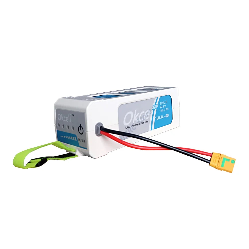 OKCELL 22.2V 6S 16000mAh 20C LiPO Battery, The battery is lightweight and powerful, weighing only 2kg, making it easy to integrate with various drone models.