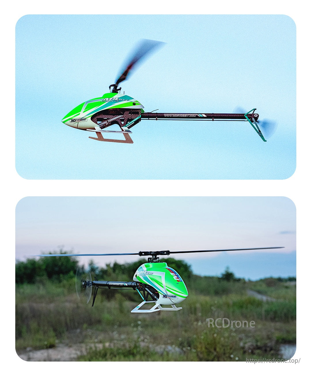 OMPHOBBY M4 MAX RC Helicopter, The aircraft features a highly visible canopy, carbon fiber components, and high-efficiency power system making it a premium choice.