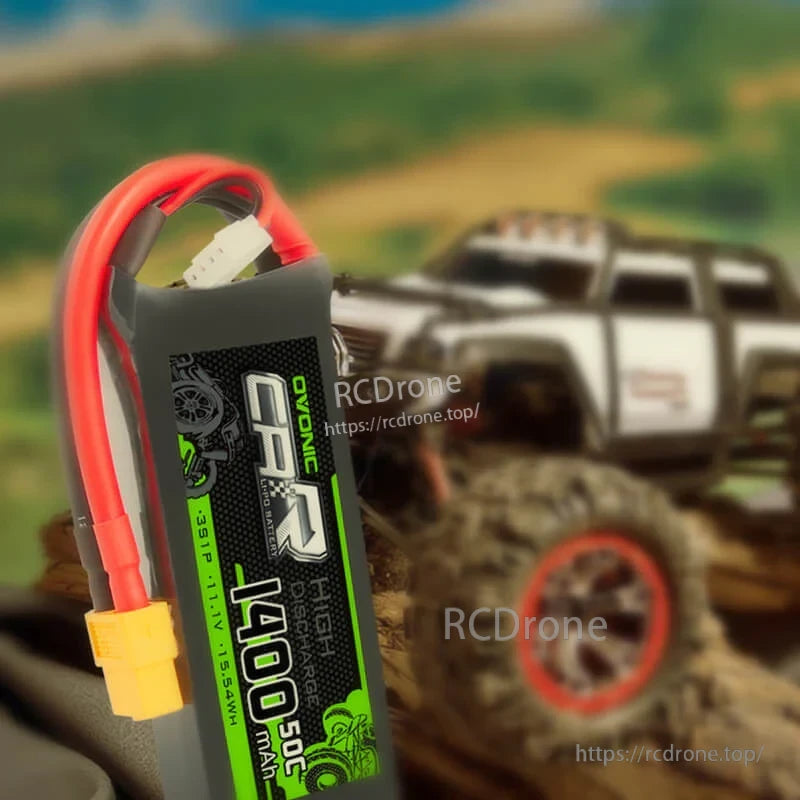 OVONIC 3S 11.1V 1400mAh 50C LiPo battery pack with XT60 main lead and JST-XHR balance plug