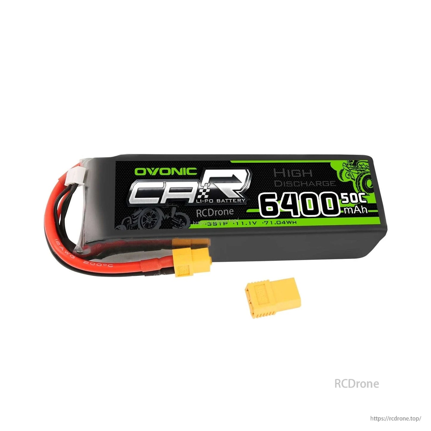 OVONIC 11.1V 6400mAh 3S1P 50C LiPo Battery pack with XT60 connector and protective plug cap