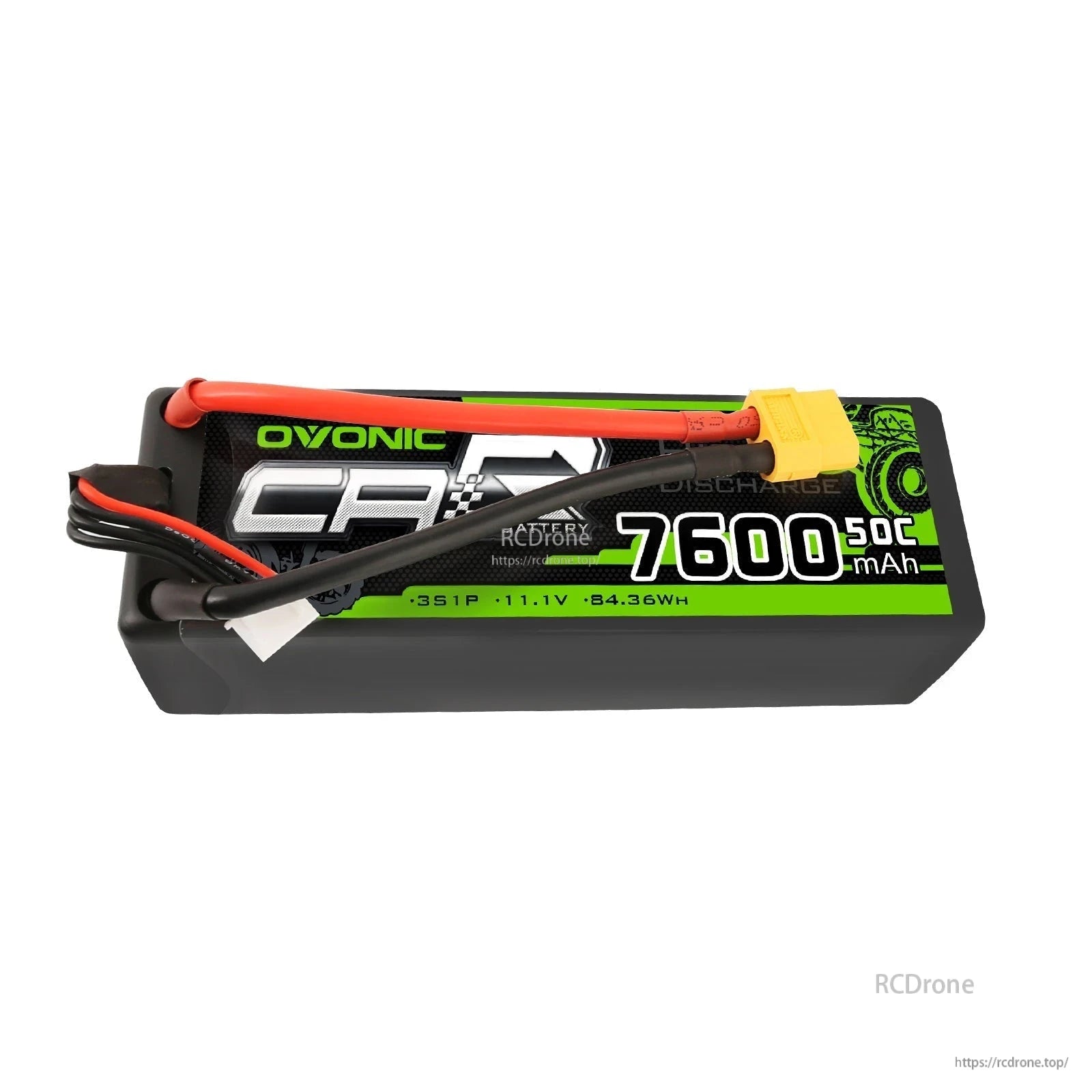 OVONIC 11.1V 7600mAh 3S 50C hardcase LiPo battery with XT60 connector and balance lead