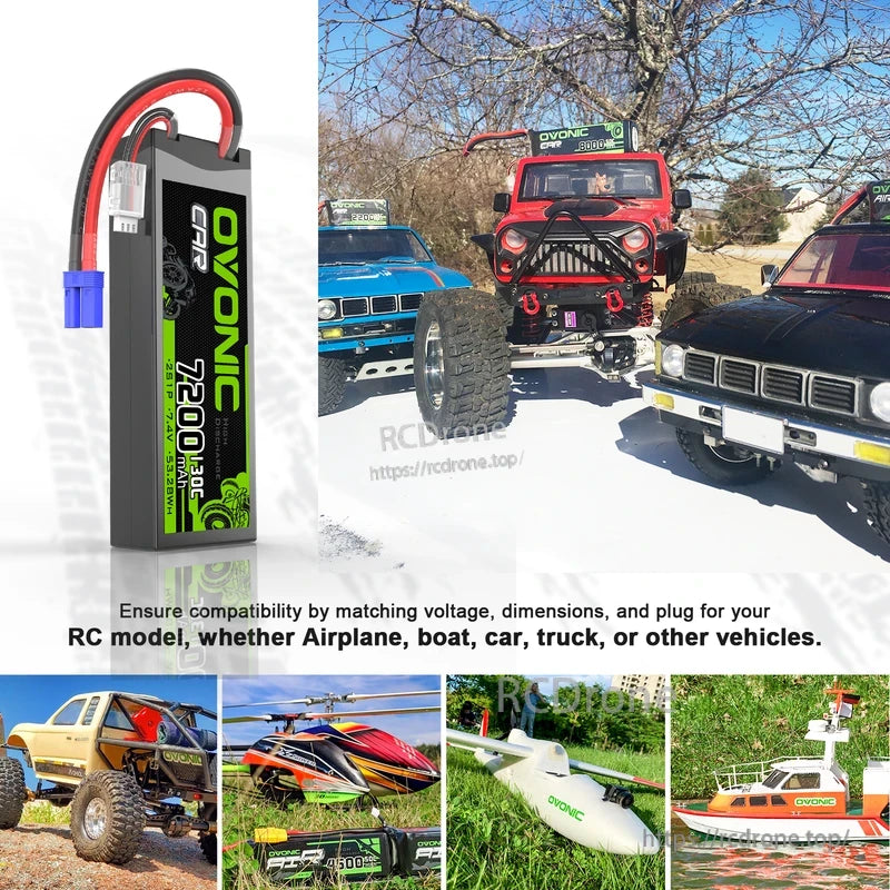 Hardcase RC LiPo battery shown with RC car, truck, airplane, boat application examples collage