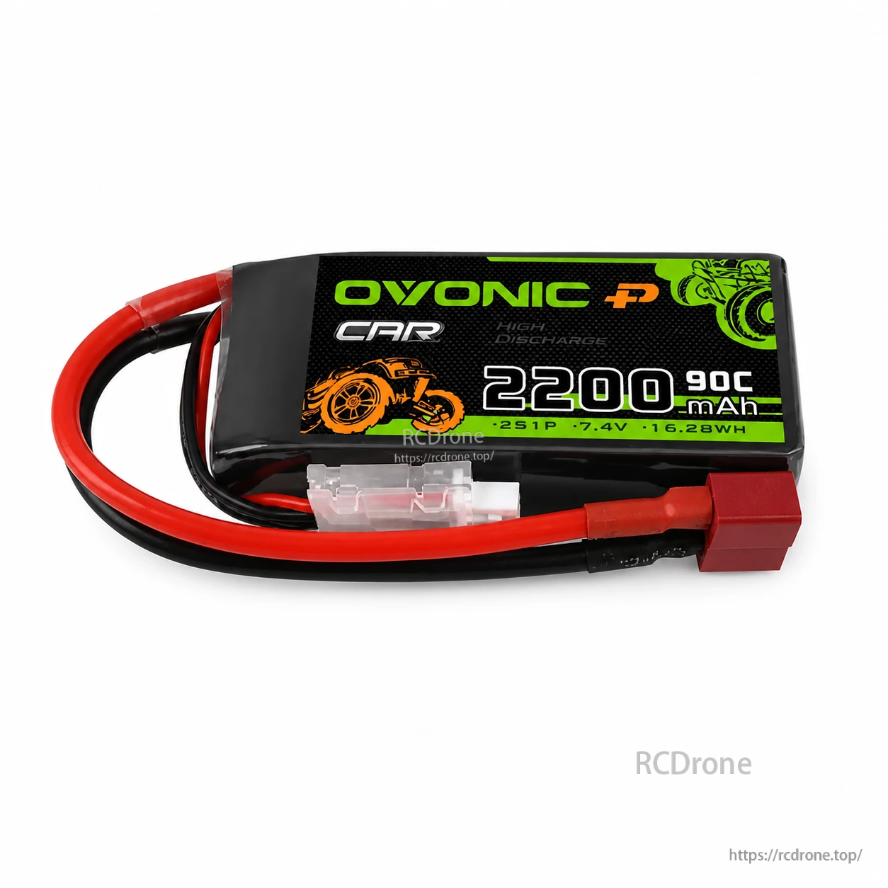 OVONIC 2S 7.4V 2200mAh 90C LiPo Battery for RC Cars detail image 4