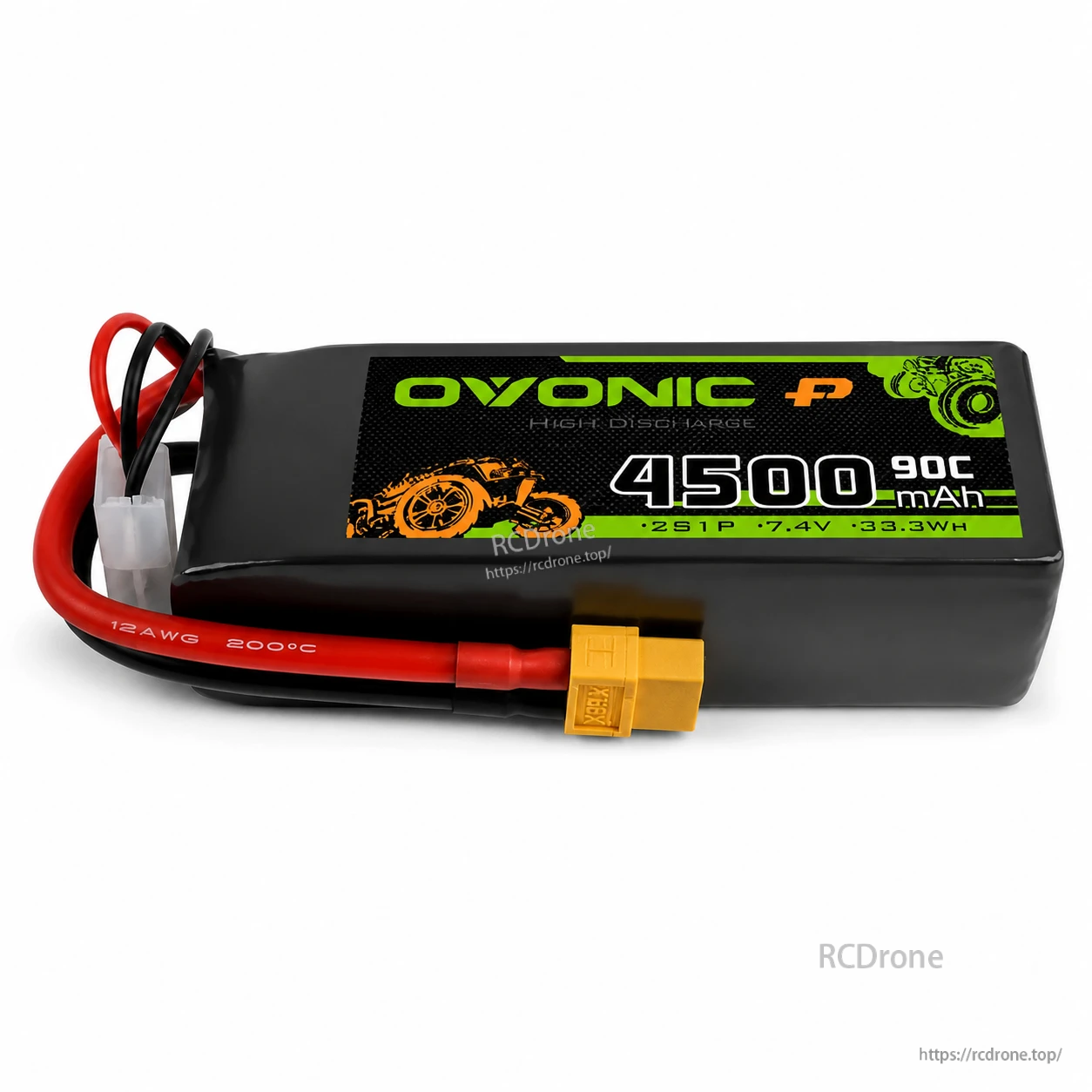 OVONIC 2S 7.4V 4500mAh 90C LiPo Battery for RC Cars detail image 4