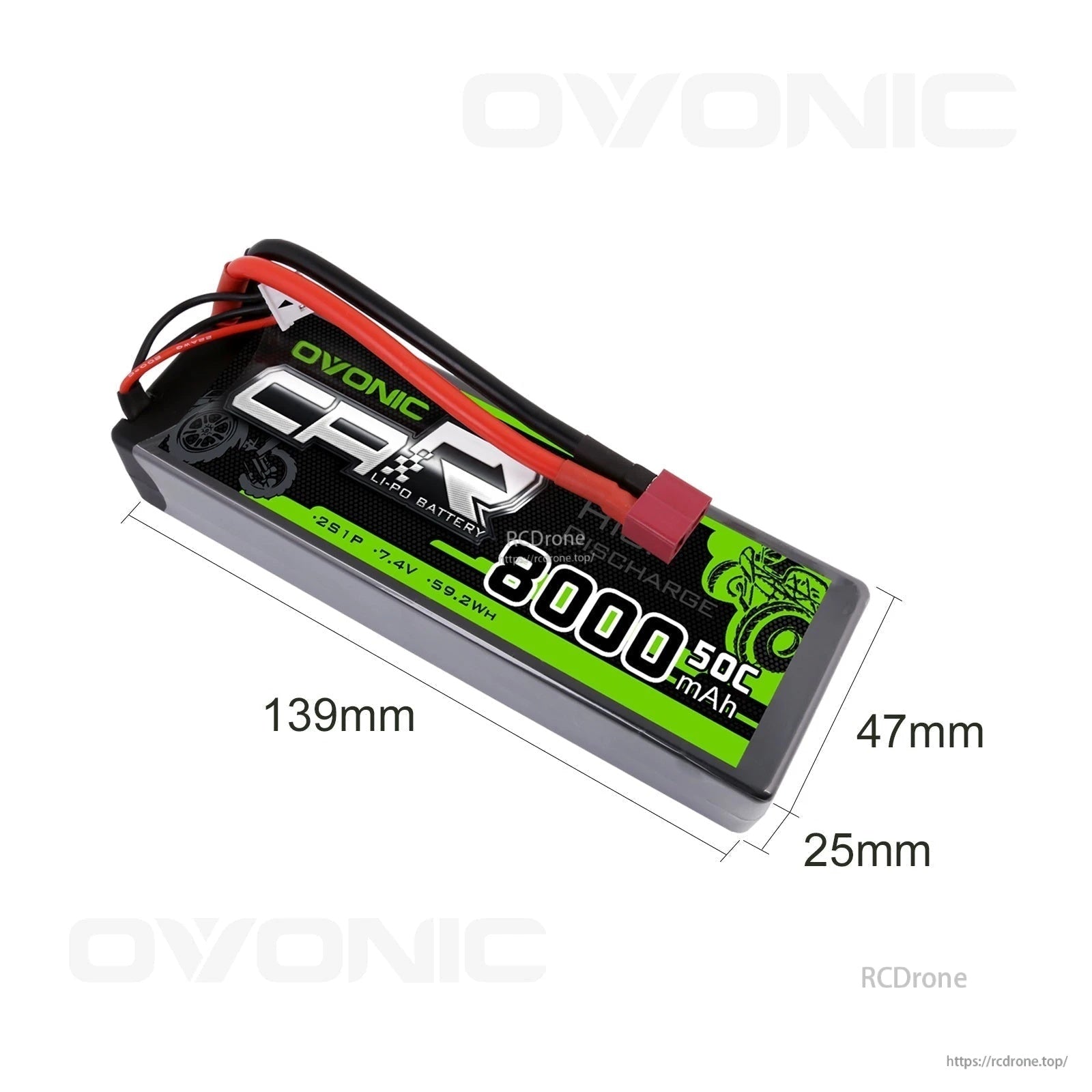 Hardcase LiPo battery dimensions: 139mm x 47mm x 25mm for 2S 8000mAh RC battery pack