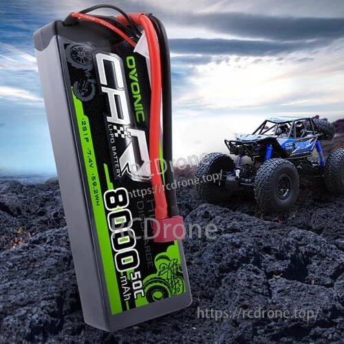 OVONIC 2S 7.4V 8000mAh 50C hardcase LiPo battery with Deans (T) plug for 1/10 RC cars