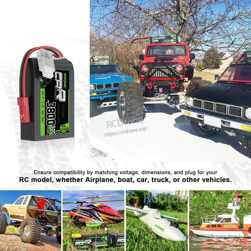 LiPo transmitter battery shown with RC vehicle and model collage illustrating general RC use applications