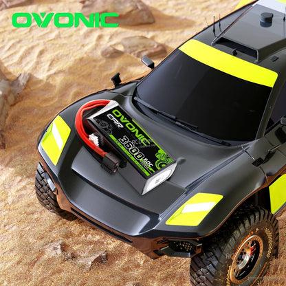 OVONIC 3600mAh softcase LiHV battery shown on RC car body as an application example