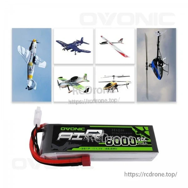 OVONIC 3S LiPo Battery Pack 6000mAh 50C 11.1V with Deans Plug for FPV Drone RC Car RC Boat