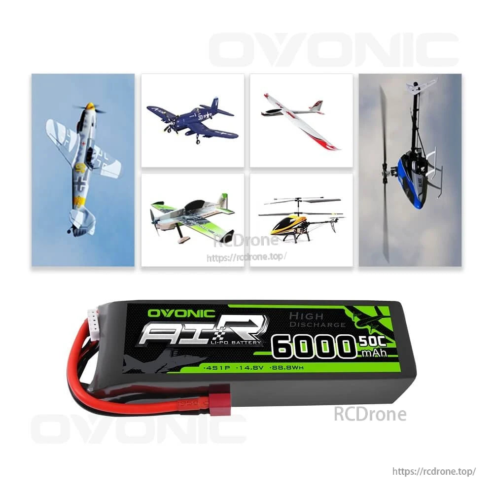 LiPo battery shown with RC airplane and helicopter icons for model aircraft use