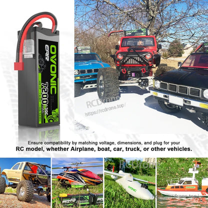 Battery shown alongside RC car and other model vehicles for compatibility and use-case examples