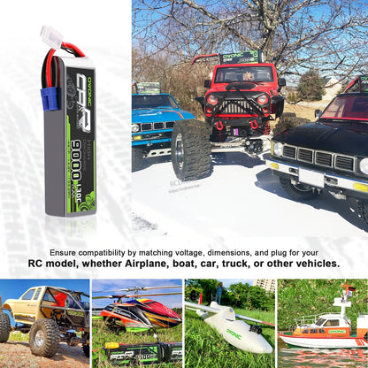 RC use case collage showing LiPo battery with off-road RC trucks plus boat and airplane examples