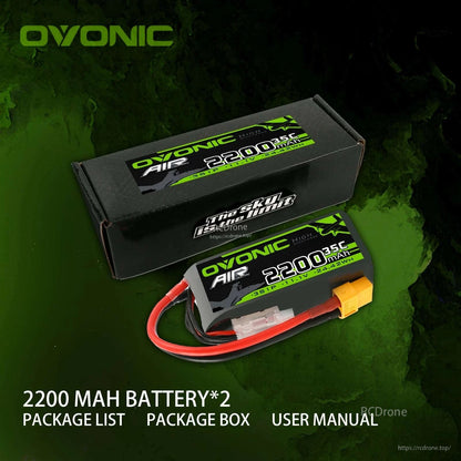 OVONIC AIR 2200mAh 3S 35C battery with retail box and package list text