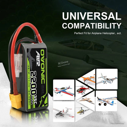 Universal compatibility graphic showing LiPo battery use for RC airplanes and helicopters