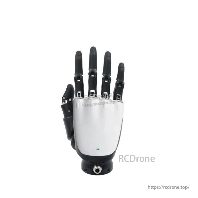 OYMotion ROH-LiteS001 Robot Hand, Life-size dexterous robot hand with powered thumb, multiple communication options, 12–24V DC operation, and weighs 457g ±5g.