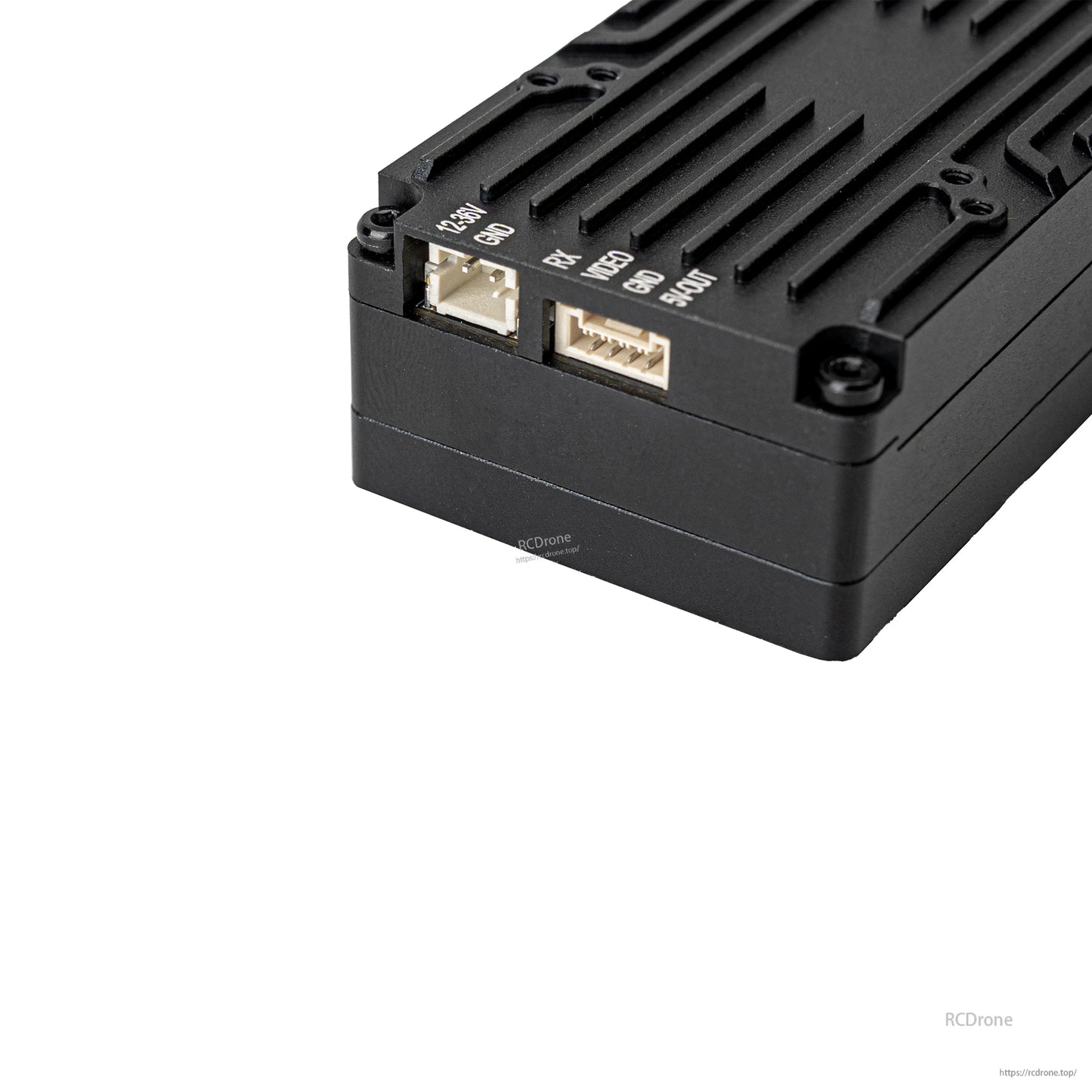 VTX wiring ports close-up showing power and signal connectors on the rear panel
