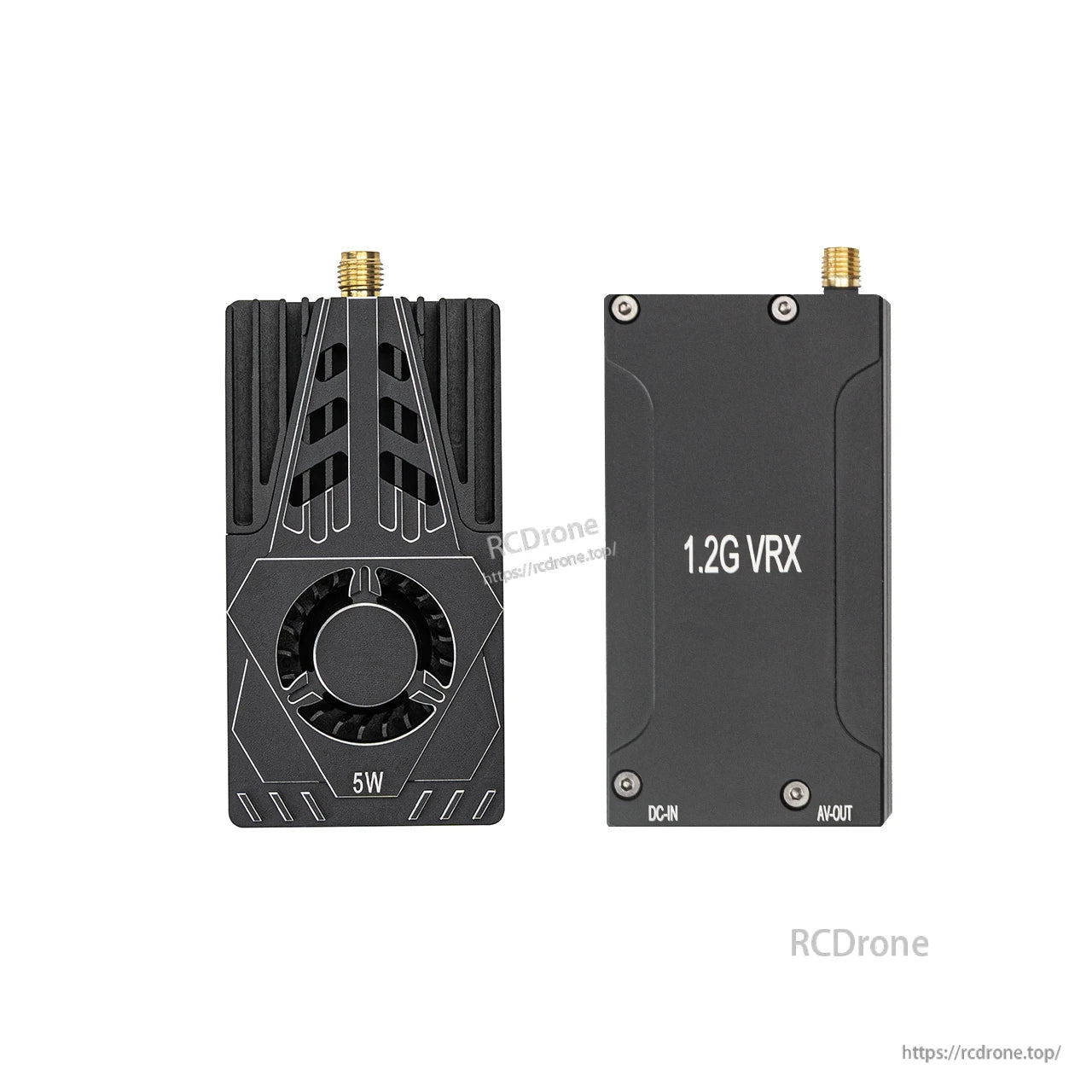 OddityRC 1.2G 5W VTX and 1.2G VRX receiver top view comparison