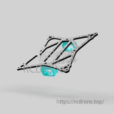 OddityRC 1S racing frame angled view showing blue TPU standoffs/mounts installed on the frame