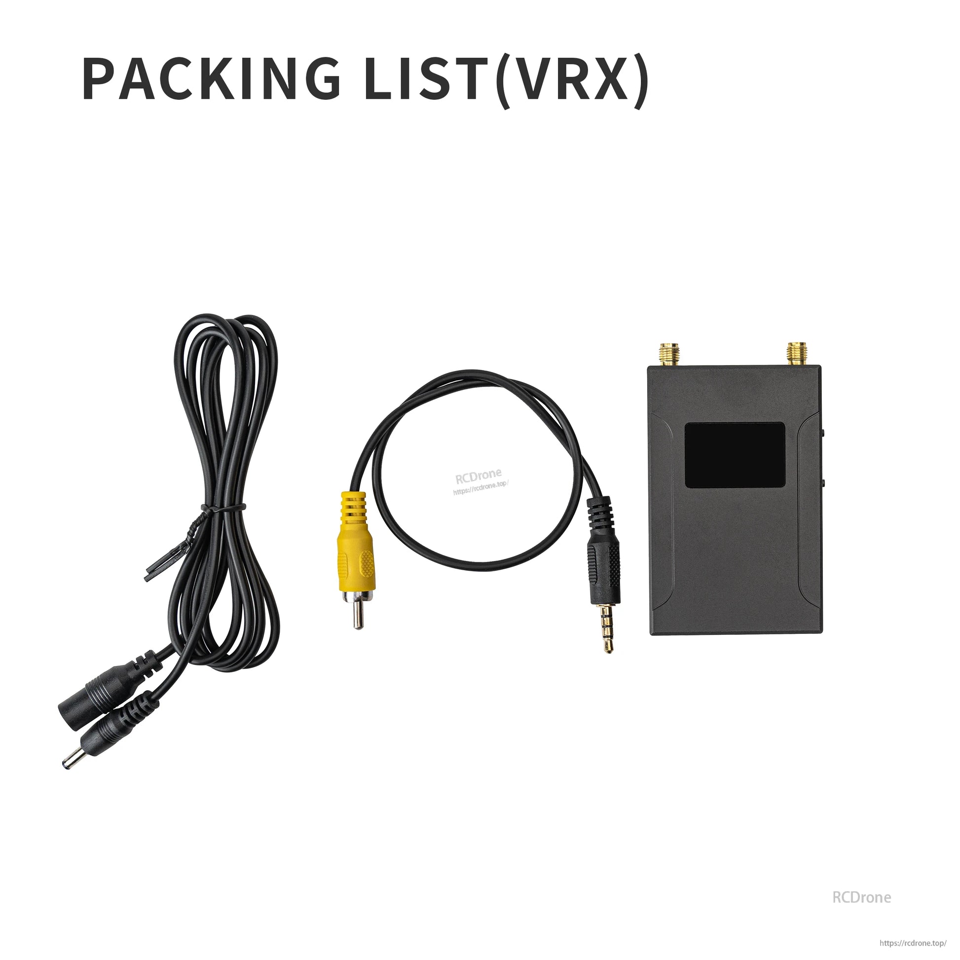 Packing list (VRX): 3.3G receiver, DC power cable and AV output cable