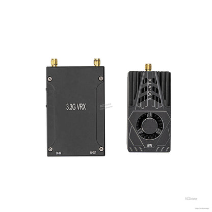 Top-down view of 3.3G VRX and 5W VTX modules side by side