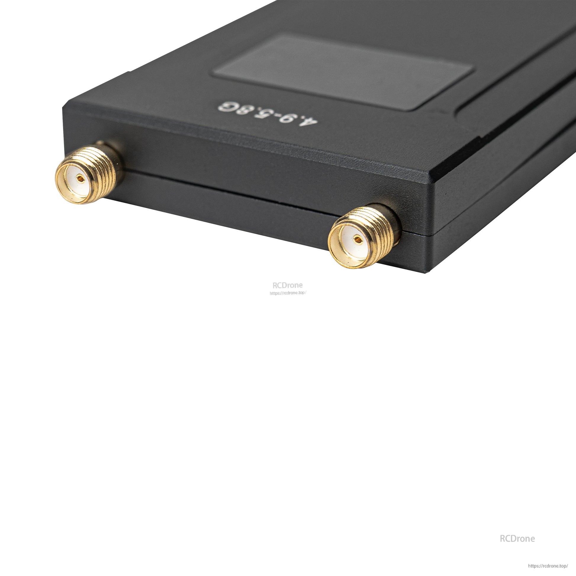 Close-up of VRX dual SMA antenna ports with 4.9–5.8G marking on case