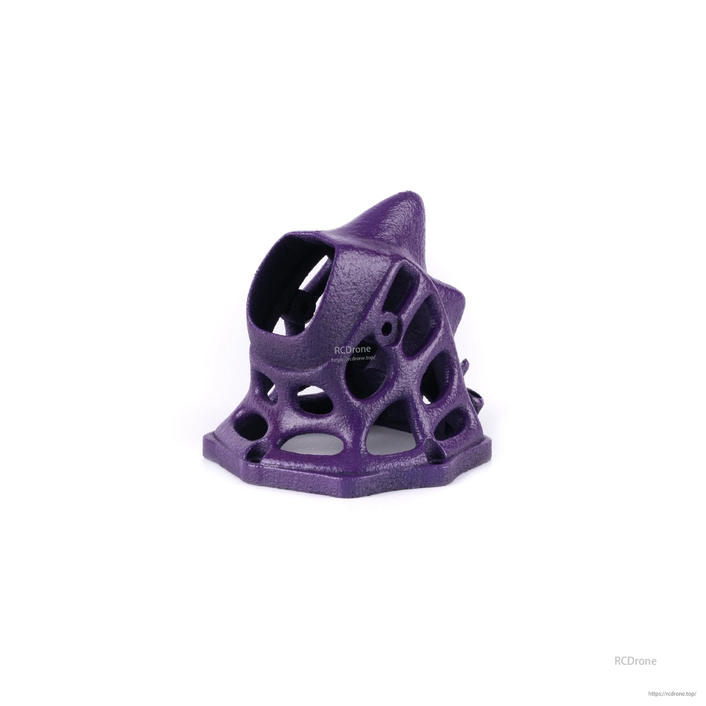 Purple FPV drone canopy shell with honeycomb-style lattice and front camera opening