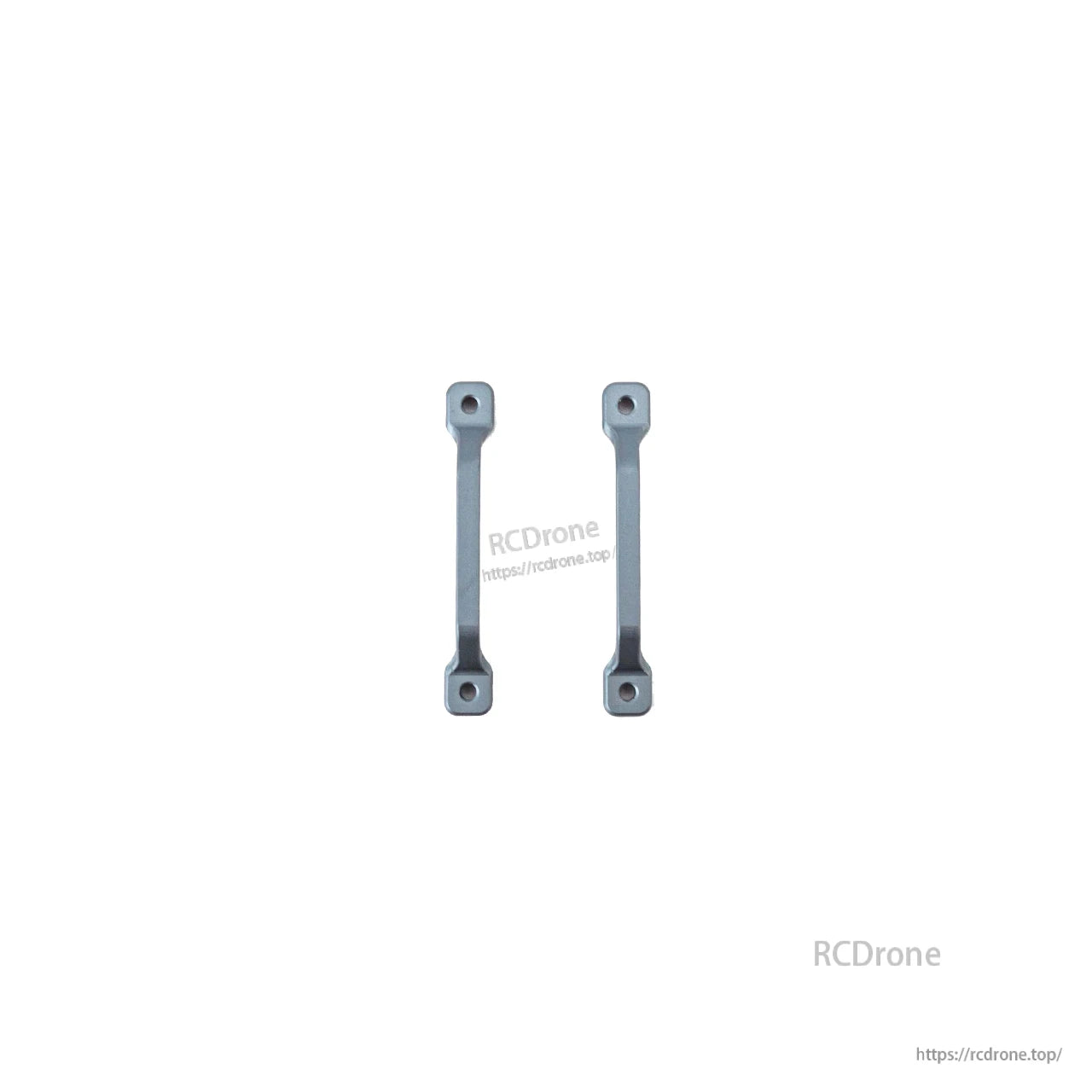Pair of metal standoff braces with two mounting holes each, straight link bars