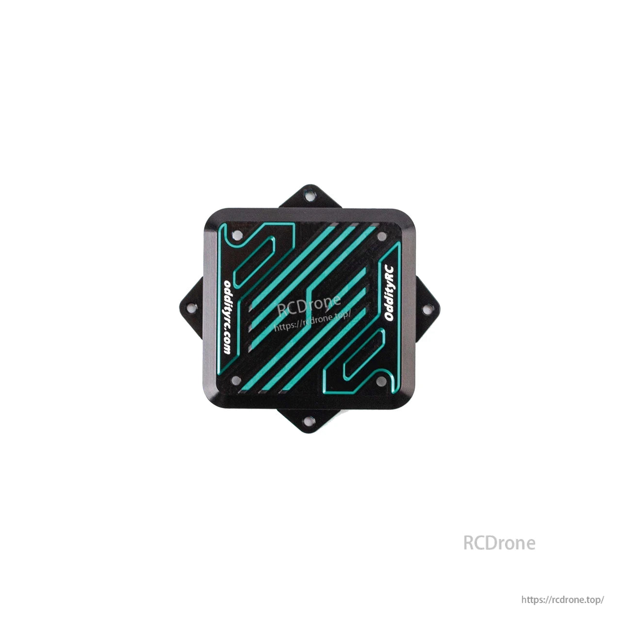 Decorative top plate with teal line pattern and four corner mounting tabs
