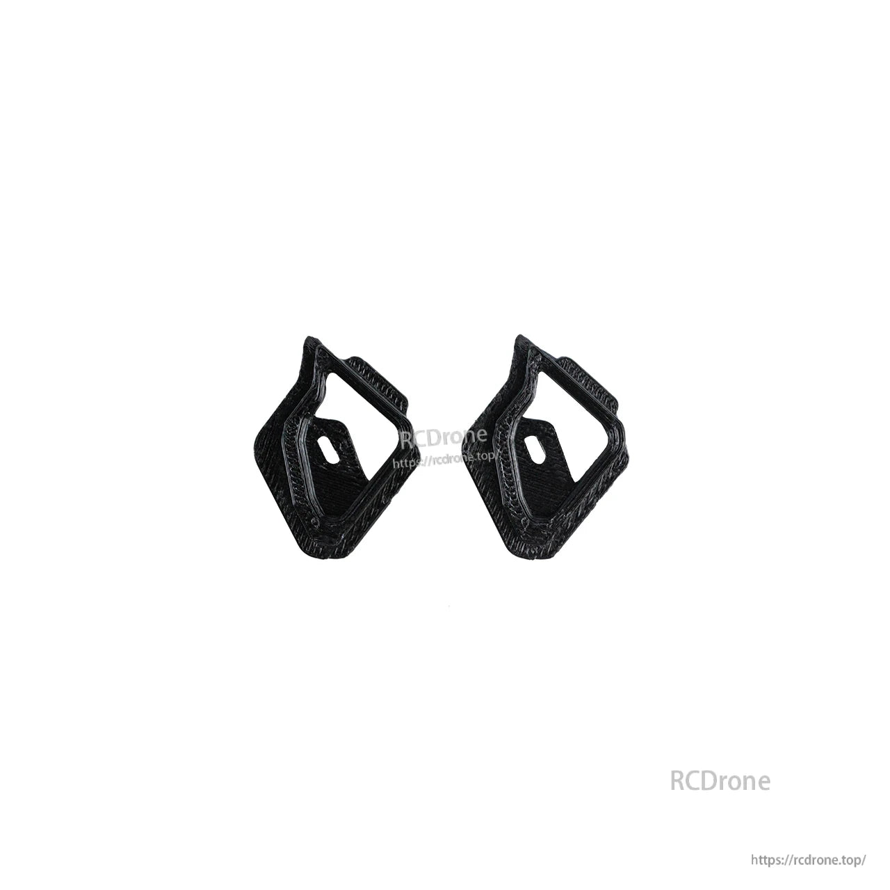 Pair of black 3D-printed corner protectors/guards with textured surface and inner slot