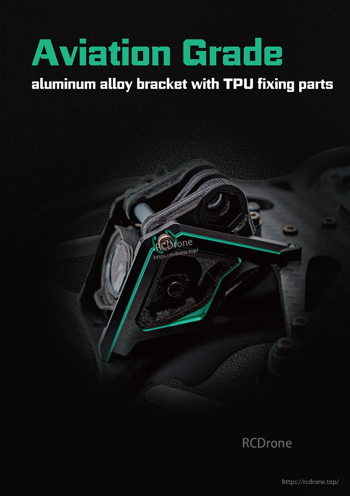 Aviation‑grade aluminum alloy camera bracket with TPU fixing parts on the ducted FPV frame