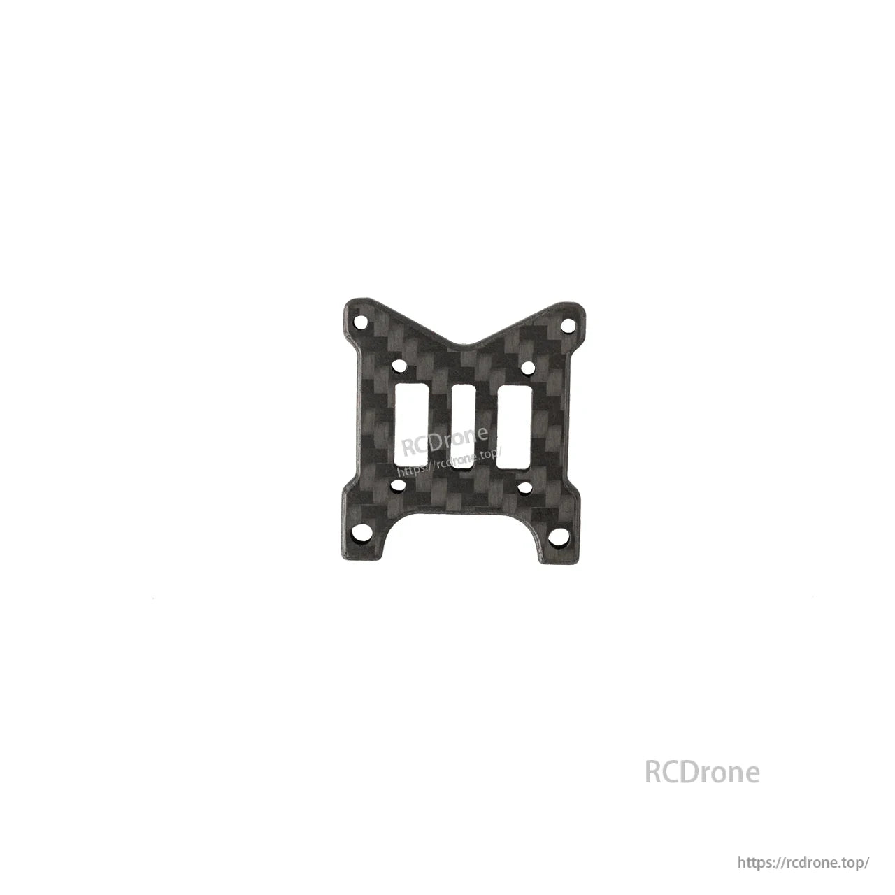 Small carbon fiber mounting plate with two rectangular slots and corner screw holes