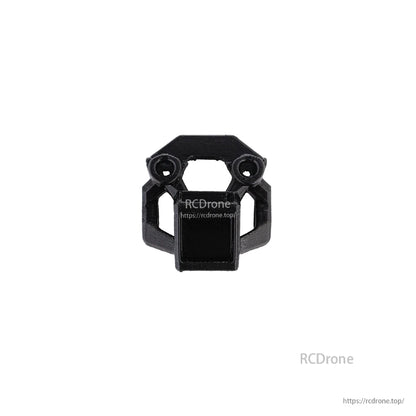 Black 3D-printed front mount bracket with two top screw holes and open side windows