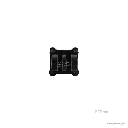 Black strap mount plate with two hook-and-loop bands attached