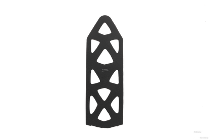 Black tapered plate cover with geometric cutouts, alternate angle on dark background