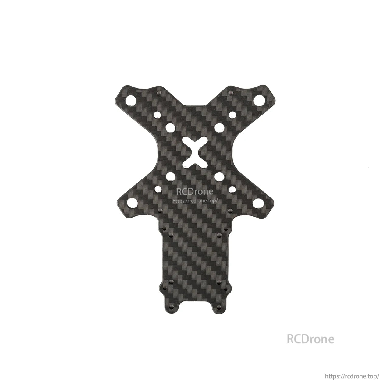 Carbon fiber X-shaped frame plate with multiple mounting holes for Roxy 36 build