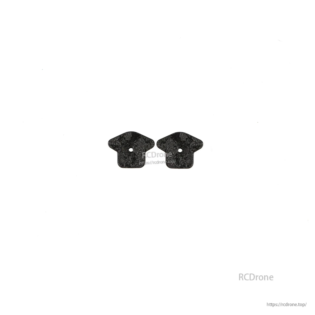 Two small carbon fiber tabs/brackets with single center mounting hole