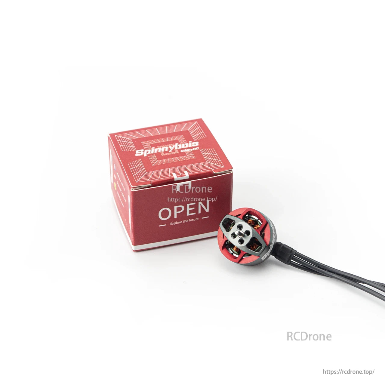 Spinnybois motor pictured with red product box packaging on white background