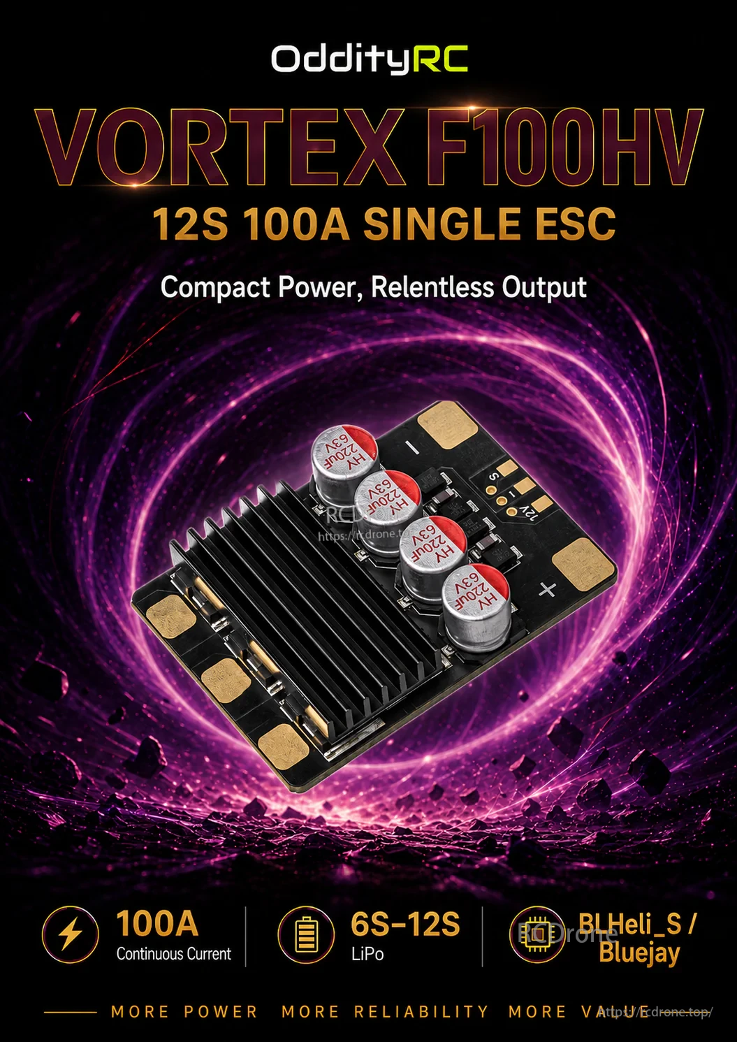 OddityRC Vortex F100HV 12S 100A SINGLE ESC product image