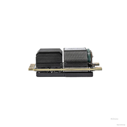 Side profile of ESC showing stacked board height, heatsink block, and capacitor housing
