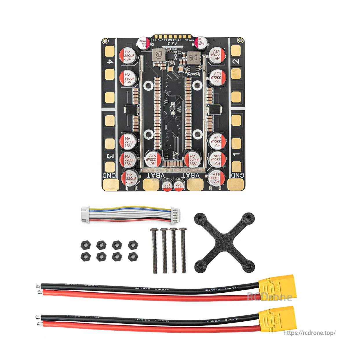 OddityRC Vortex S120 4-in-1 ESC board with wiring harness, XT60 leads, mounting plate, screws and nuts