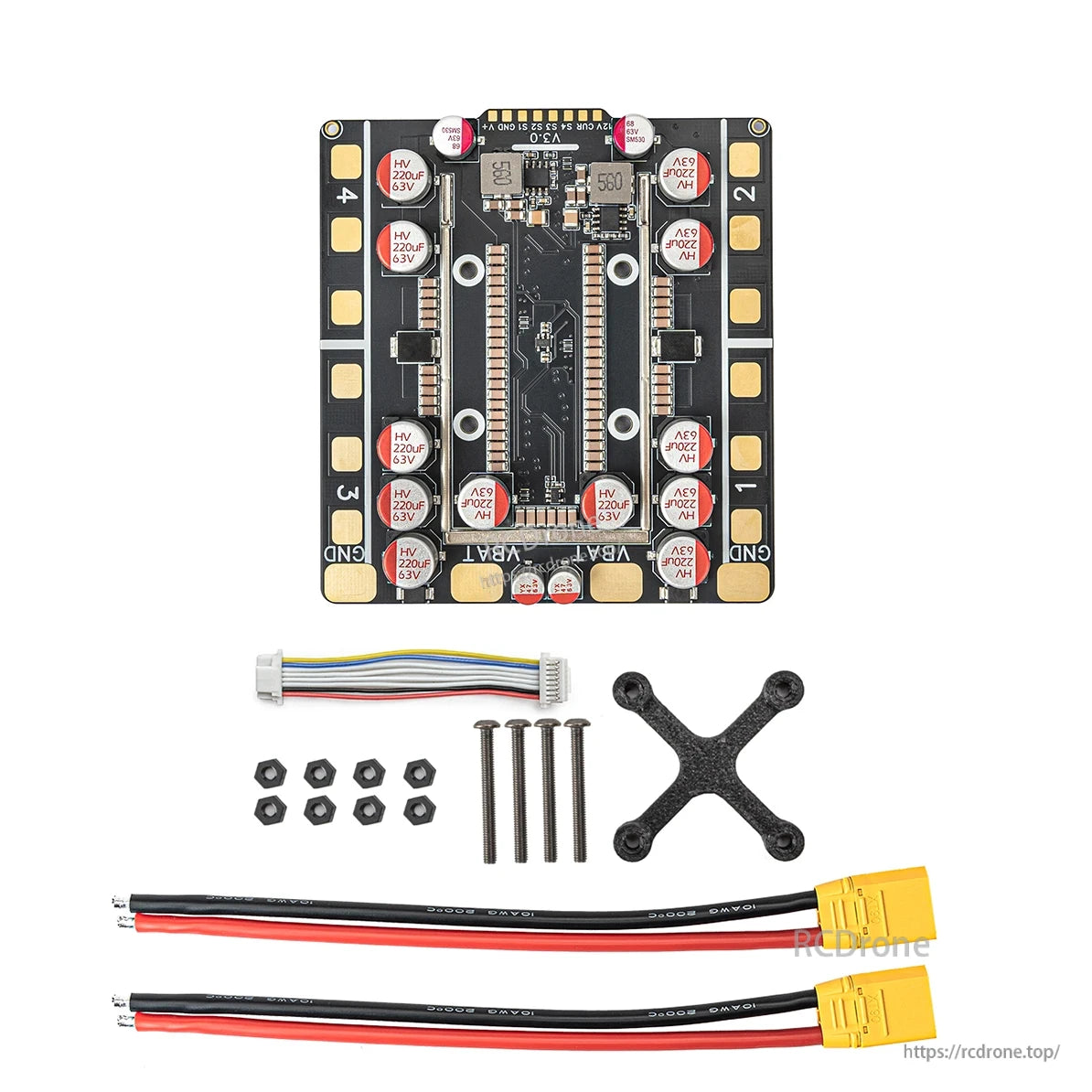 OddityRC Vortex S120 4-in-1 ESC package contents: XT60 power leads, signal cable, screws and nuts