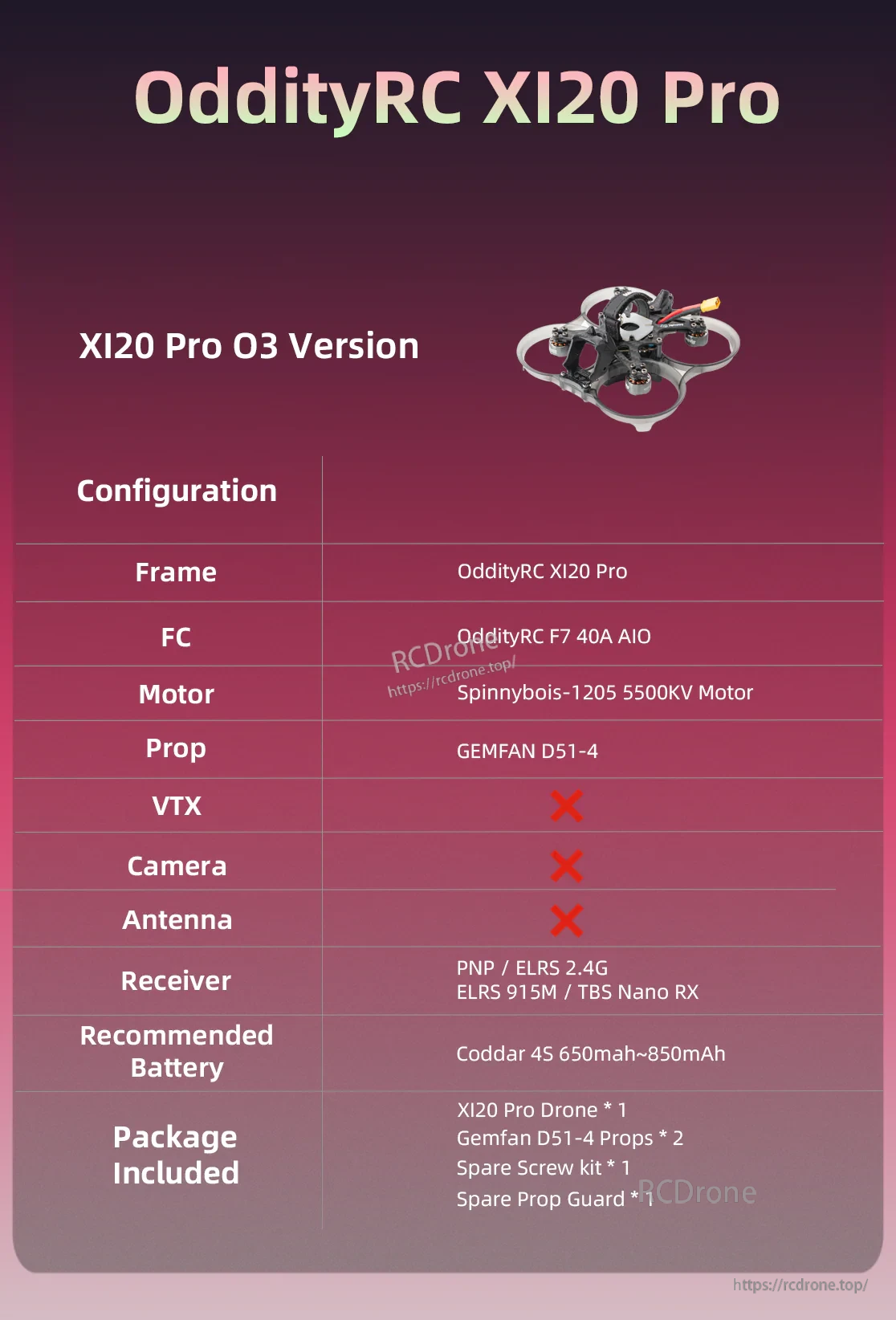 OddityRC XI20 Pro HD O3 Version 4S 2-inch cinewhoop drone platform overview (without DJI O3 unit)
