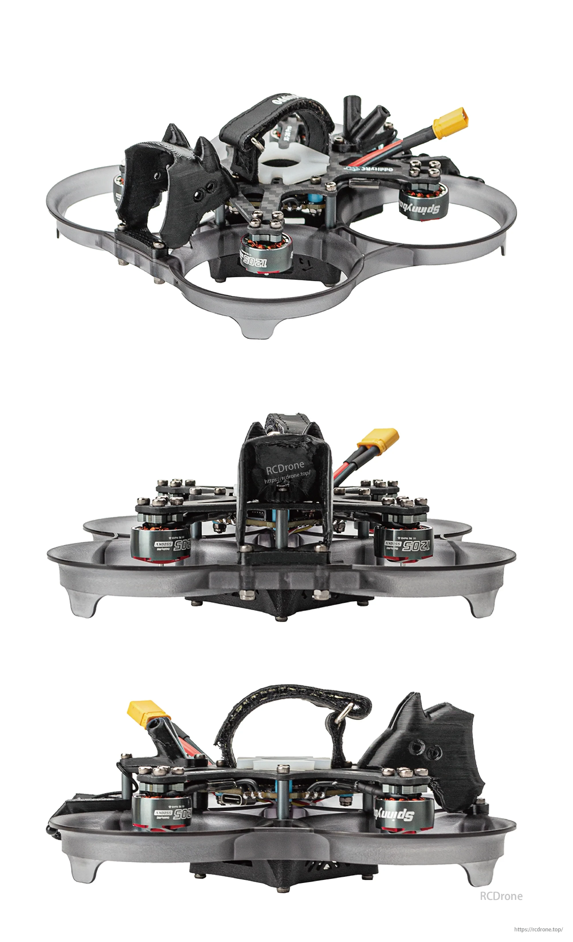 Angled and side views of the XI20 Pro HD O4 Pro Version quad showing stack height, ducts, and motor layout