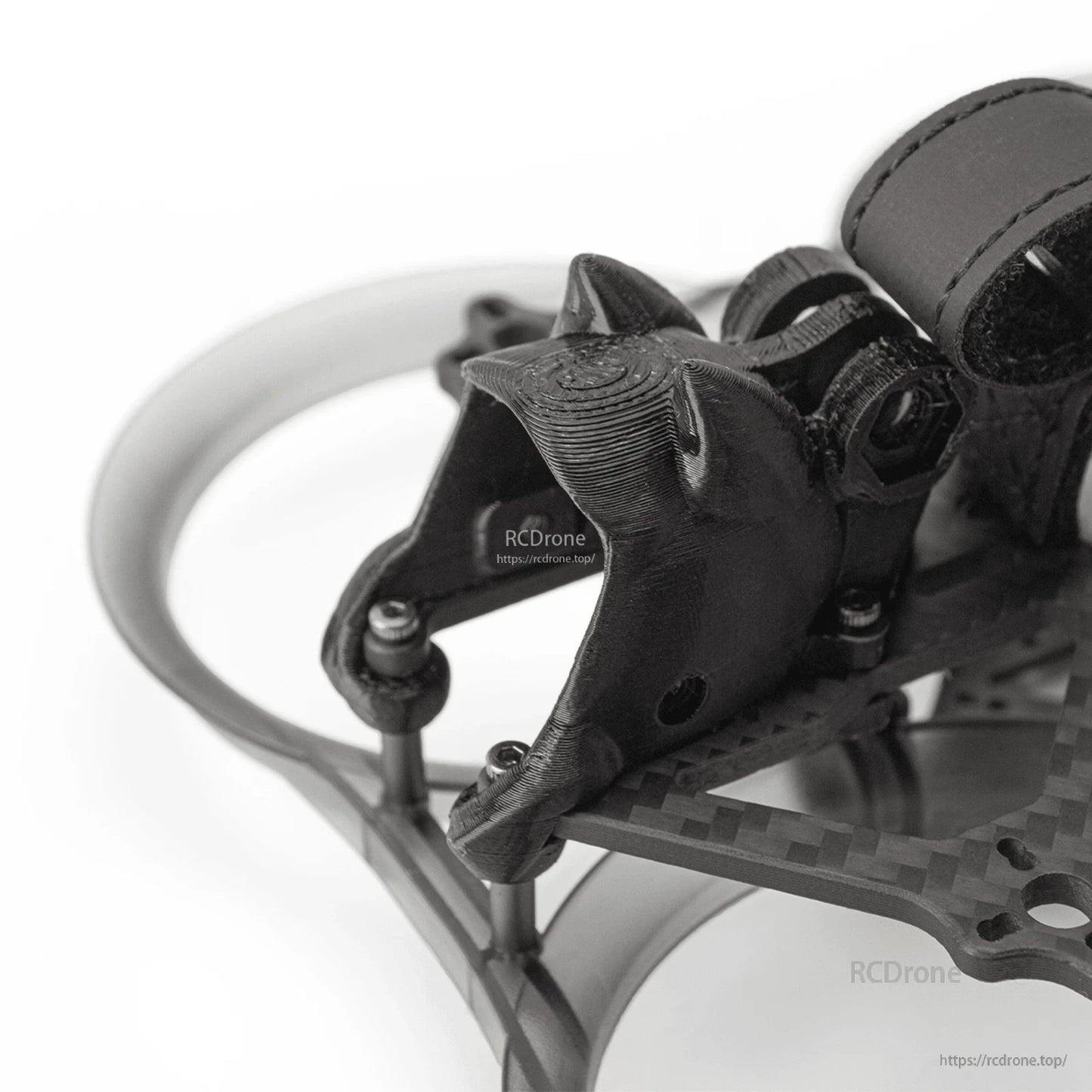 Close-up of front canopy/camera mount bracket on the frame