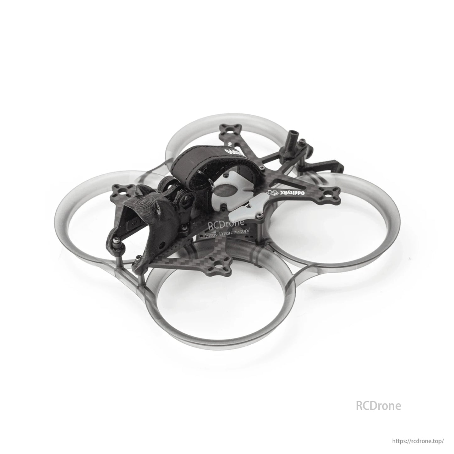 Angled view of ducted frame showing top plate, canopy, and duct rings