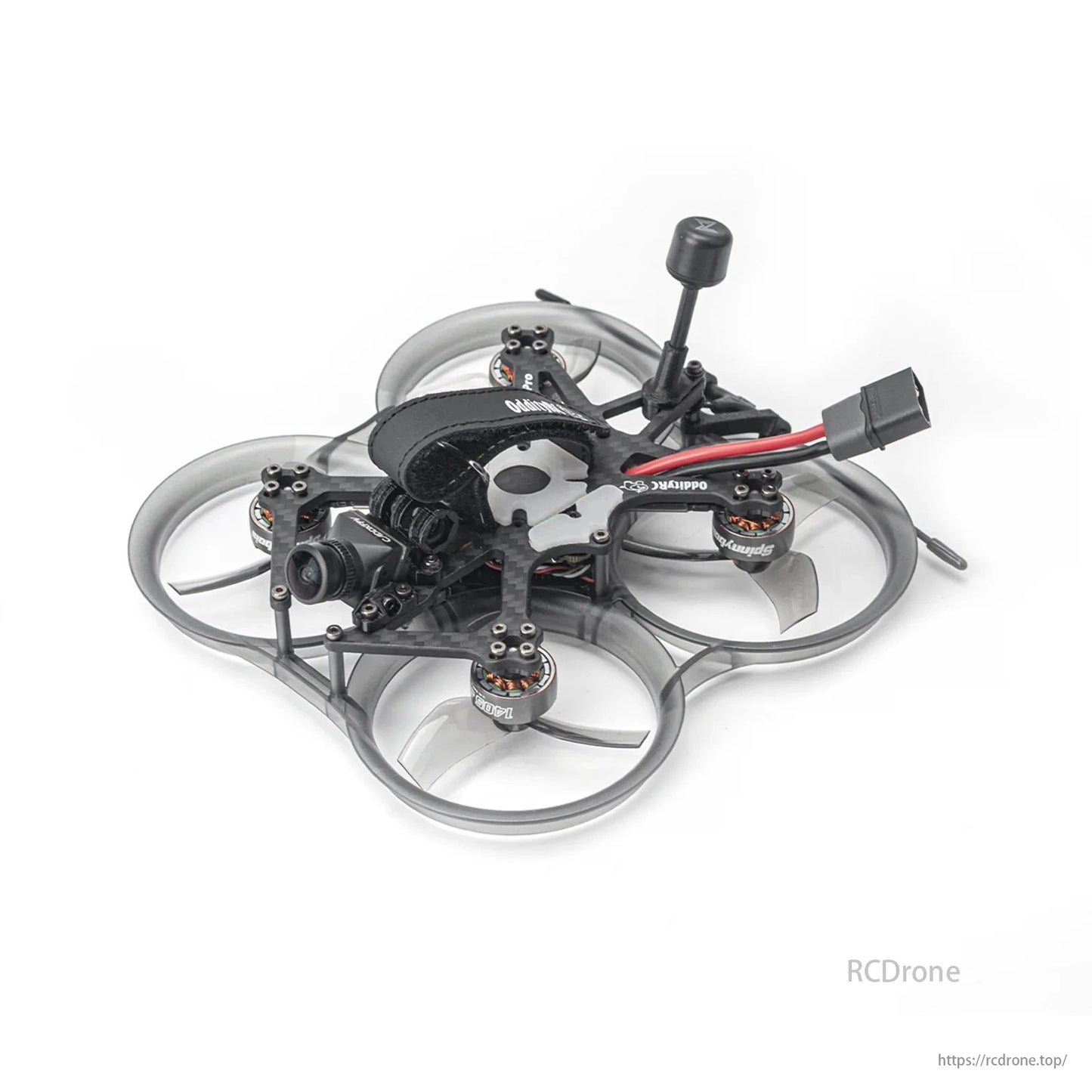 OddityRC XI25 Pro HD, a cinematic whoop FPV drone with transparent frame, motors, and camera, supports 4S/6S batteries.