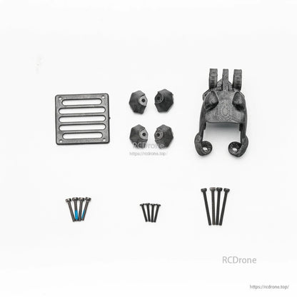 OddityRC XI25 Pro O3 Related Kit contents: 3D-printed mount, slotted plate, four inserts, and screw sets