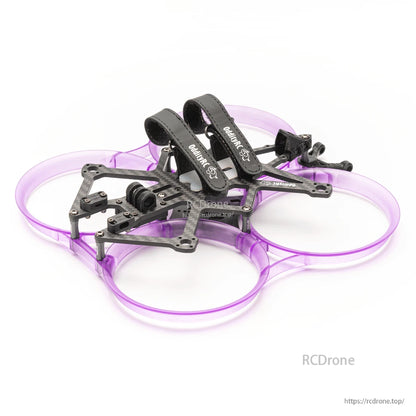 XI35 Pro frame with translucent purple prop guards, angled top view