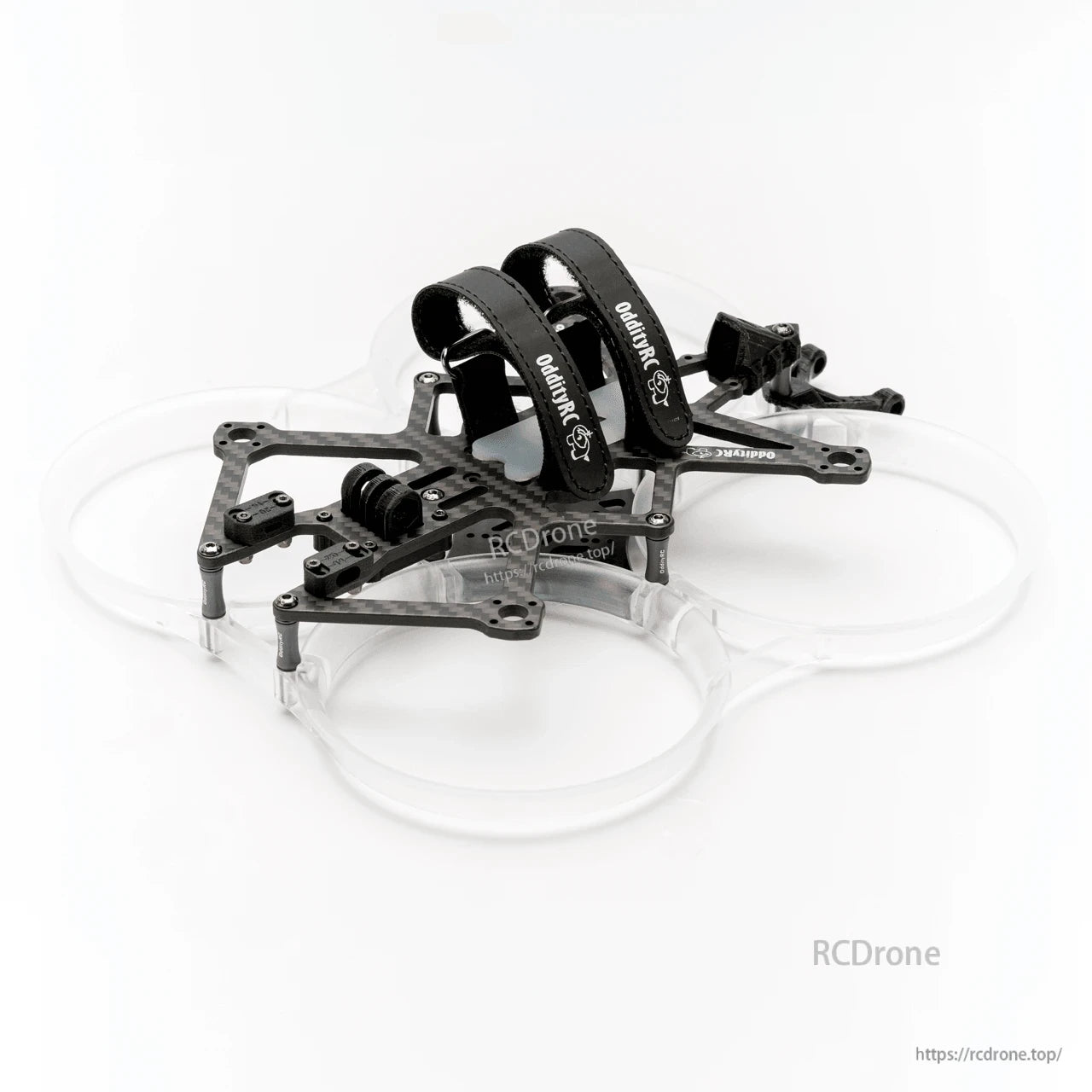 XI35 Pro frame with clear prop guards, angled top view